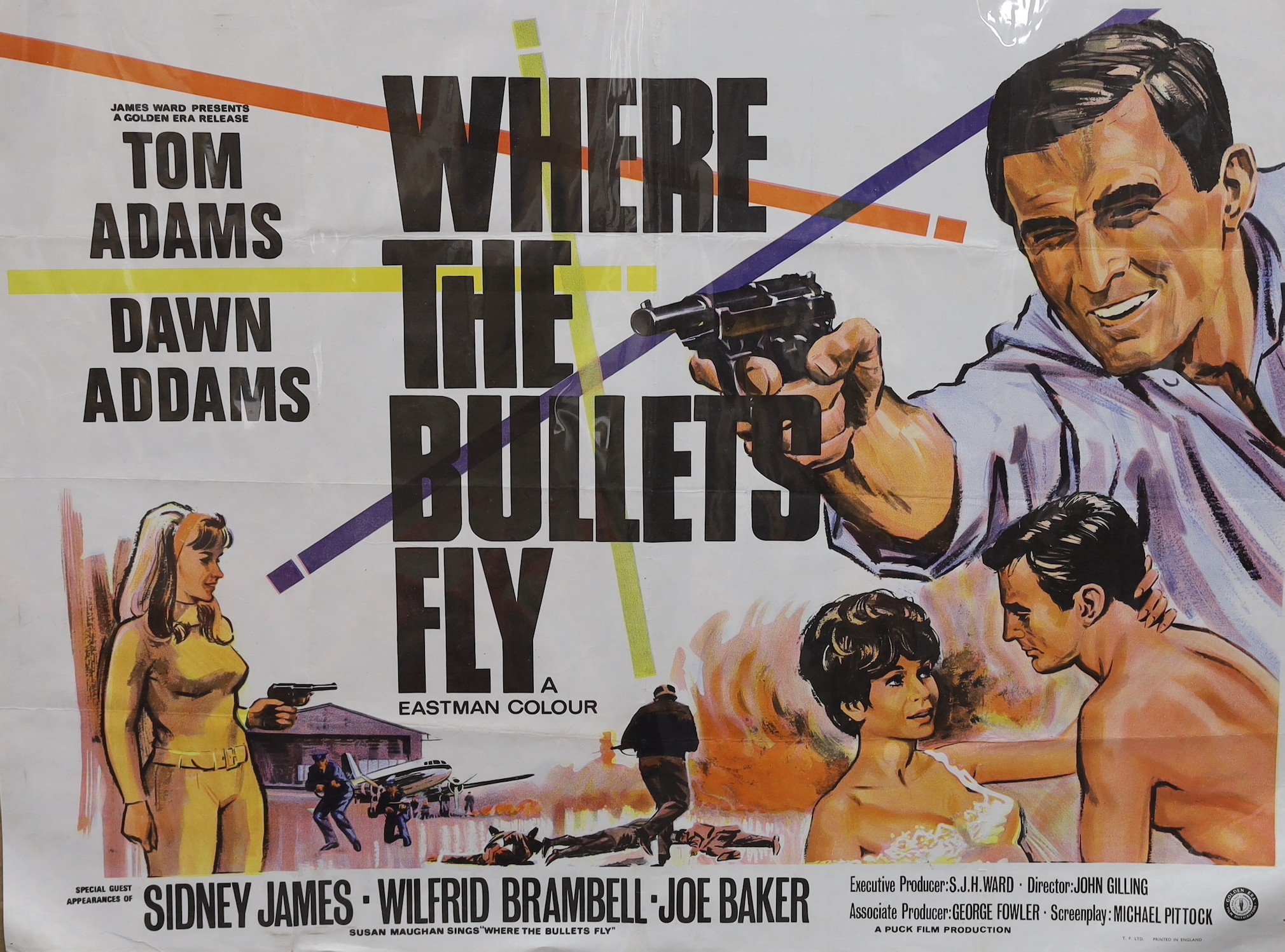 British film poster - Sidney Poitier The Organization and another poster Where the bullets fly, 76 x 102cm